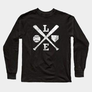 Vintage LOVE Baseball Softball Lover Baseball Mom Player Fan Long Sleeve T-Shirt